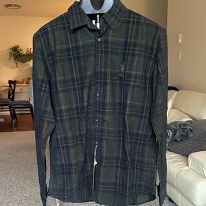 U.S. Polo Assn. Black and Gray Plaid Casual Button Down Shirt